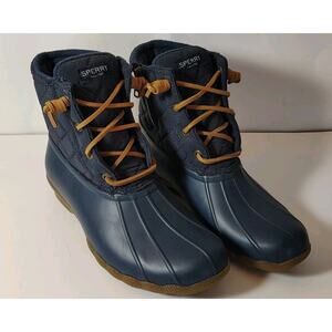Sperry Rain Boots Women's Size 7.5 Navy Blue Spring Muck Work Ankle Zipper 7 1/2